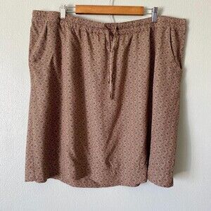 Eddie Bauer Sepia Brown Geometric Drawstring A-line Mini Skirt Women's 3X